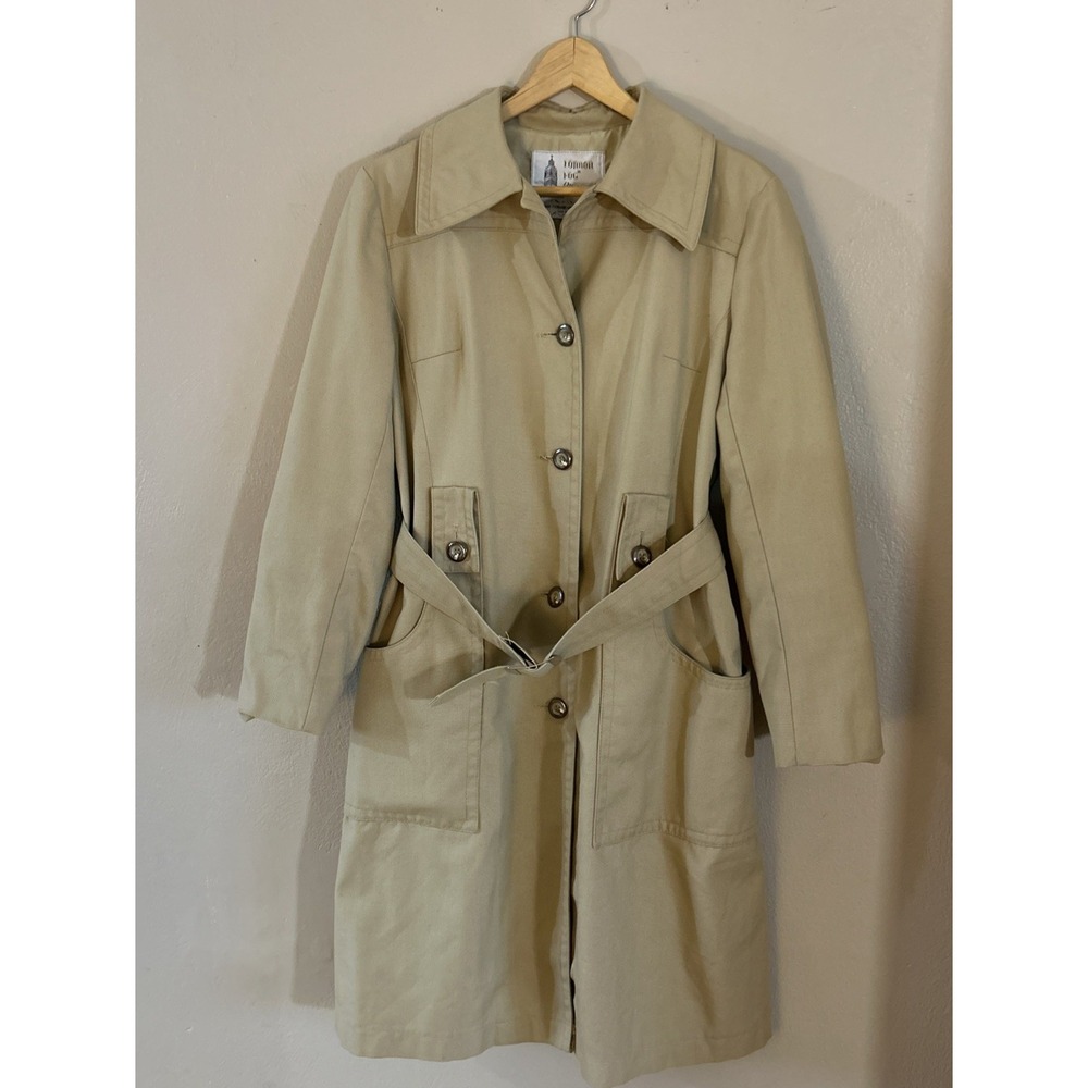 Vintage 70's 80's London Fog Belted Trench Coat Womens Size 10 Made in USA *read